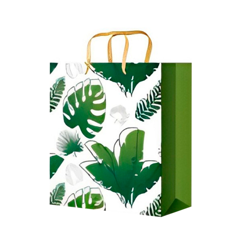 Подарочный пакет Миленд Тропические Зелёные Листья 18*23*8 см ППК-4374 1 шт