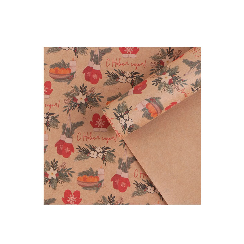 Бумага упаковочная крафтовая Дарите Счастье Варежки 50*70 см 1 шт.