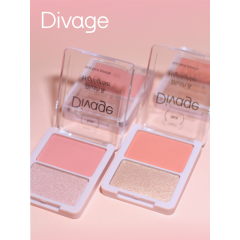 Палетка для лица Divage Blush & Highlighter Duo Face т.02 Розовый-розовое золото 8 г