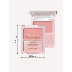 Палетка для лица Divage Blush & Highlighter Duo Face т.02 Розовый-розовое золото 8 г