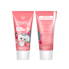 Зубная паста реминерализирующая с наногидроксиапатитом Tiswell Клубника со Сливками без Фтора от 1 года 60 г