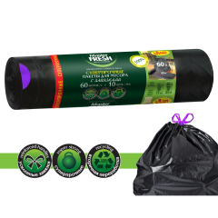 Пакеты для мусора с завязками Master Fresh Суперпрочные 60 л Черные 30 мкм Усиленное Дно 10 шт