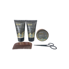 Набор мужской: Гель для бритья + Средство для умывания + Крем для бритья + Ножницы + Расческа Men's Salon Black Pepper&Ginseng 5 пр.