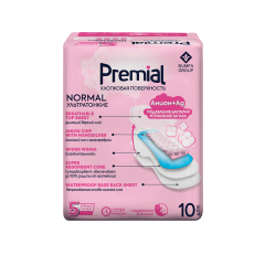 Прокладки женские гигиенические с крылышками Premial Normal Wings Хлопковая Поверхность 4 капель 10 шт