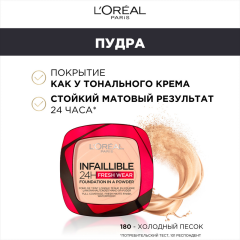 Пудра для лица L'Oreal Paris Infaillible 24H Fresh Wear т.180 9 г