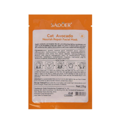Маска для лица тканевая с маслом ши питательная Sadoer Cat Avocado Nourish Repair Facial Mask 25 г