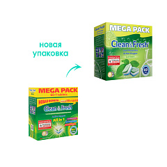 Таблетки для посудомоечных машин Clean&Fresh All in 1 С Mega Pack c Ароматом Лимона 60 шт