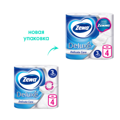 Туалетная бумага Zewa Deluxe Белая 3 слоя Без Аромата 4 шт