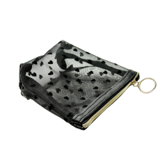 Косметичка Accessories 10,5*10,5*4,5 сеточка сердечки, черная мини