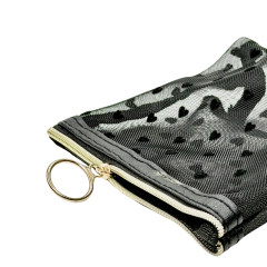 Косметичка Accessories 10,5*10,5*4,5 сеточка сердечки, черная мини