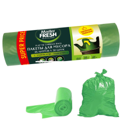 Пакеты для мусора Master Fresh Зеленые С Ушками 35 л 12 мкм 30 шт