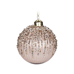 Ёлочное украшение Koopman International Pink New Year Розовый Новый Год Шар с Блестками 1 шт