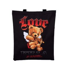 Сумка шопер NAZAMOK Мишка Ангел 35х0,5х40 см Черная 7862572 1 шт