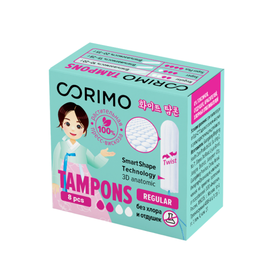 Женские гигиенические тампоны Corimo Regular S 2 капель 8 шт