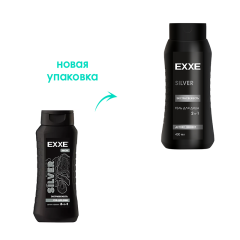 Мужской гель для душа 2в1 Exxe Men SILVER Экстрасвежесть 400 мл