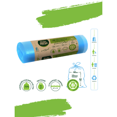 ЭКОпакеты для мусора с усиленными завязками Master Fresh Голубые 70% RECYCLING 60 л 23 мкм ПСД=34мкм 10 шт