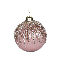 Ёлочное украшение Koopman International Pink New Year Розовый Новый Год Шар с Блестками 1 шт