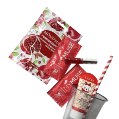 Стакан: Масло для губ + маска для лица + крем для рук + саше шампунь + бальзам Эстетическое Ателье №3 Гранатовый Сок 5 пр