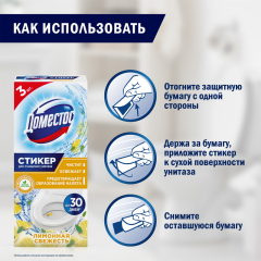 Стикер для очищения унитаза Доместос Лимонная Свежесть  3*10 г